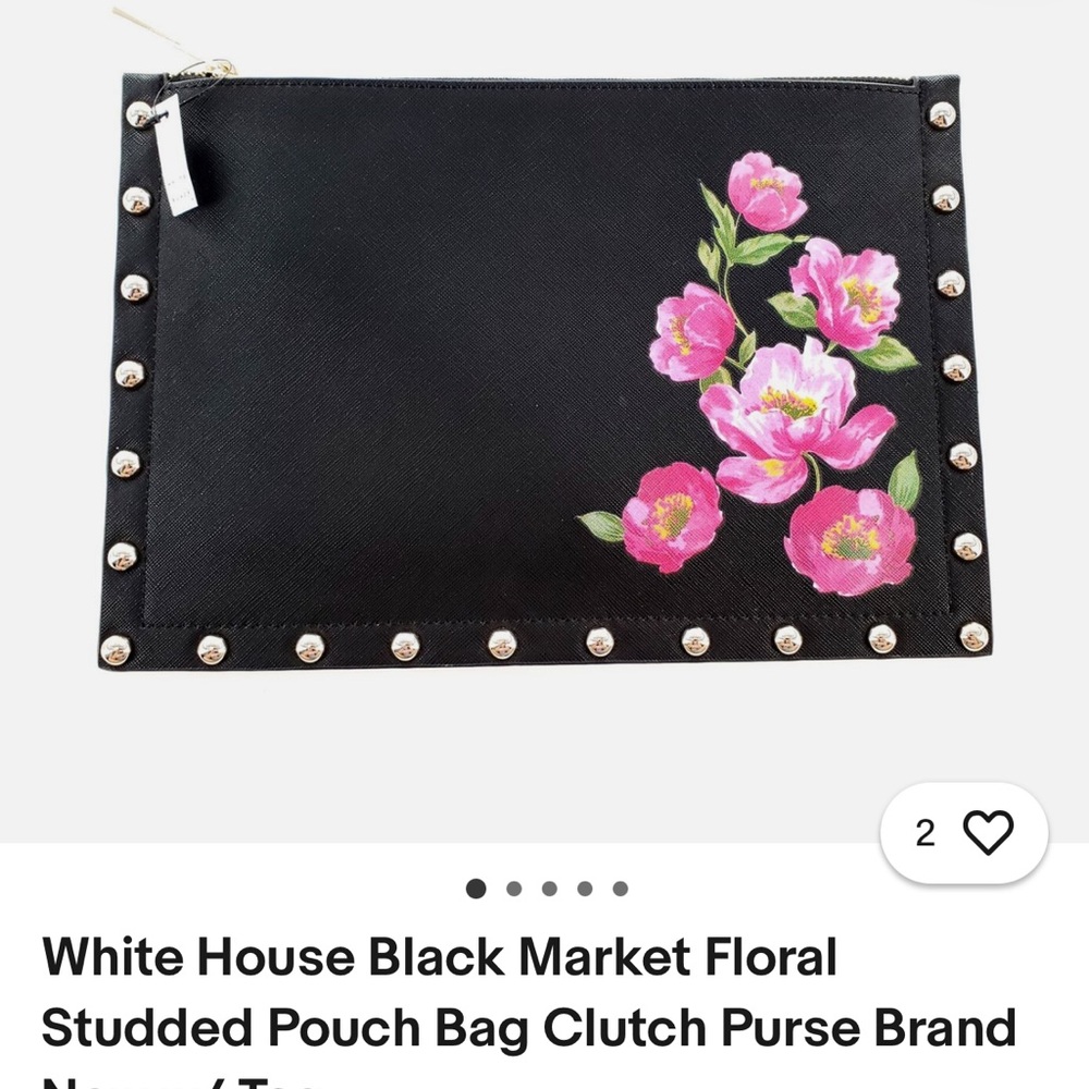 White House Black Market Floral Studded Pouch Bag